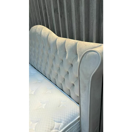 Set Pat + Saltea GRATIS Dimmax Cu Lada Depozitare, Baby Face 02, 160x200 cm, Crem picture - 4