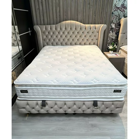 Set Pat + Saltea GRATIS Dimmax Cu Lada Depozitare, Baby Face 02, 160x200 cm, Crem picture - 2