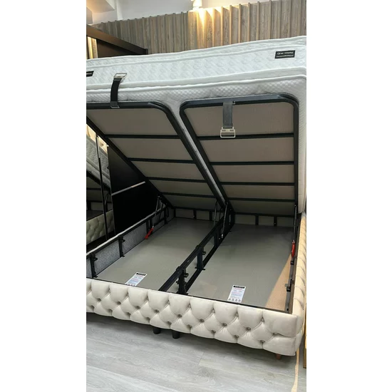 Set Pat + Saltea GRATIS Dimmax Cu Lada Depozitare, Baby Face 02, 160x200 cm, Crem picture - 7