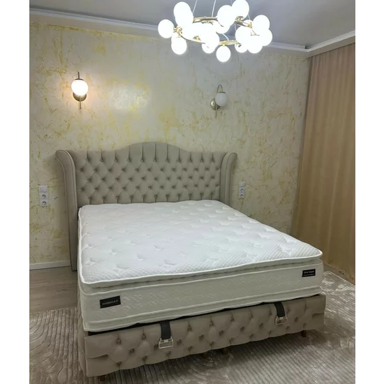 Set Pat + Saltea GRATIS Dimmax Cu Lada Depozitare, Baby Face 02, 160x200 cm, Crem picture - 10