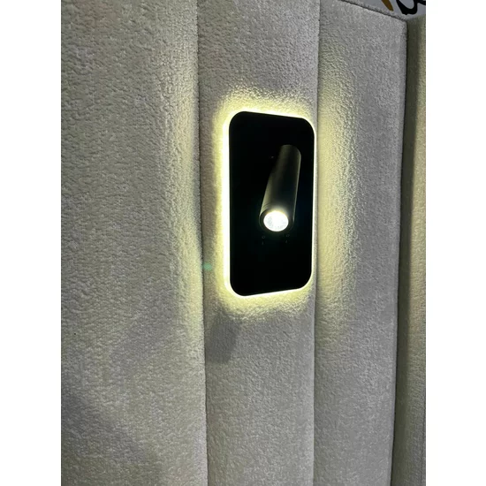 Set Pat + Saltea Gratis Florida Cu LED și Lada Depozitare, Stofă Symphony Pearl, 160x200 cm, Bej picture - 10