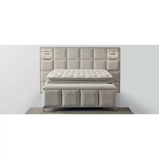 Set Pat + Saltea  GRATIS I Sleep Cu LED, Lada Depozitare, Stofă Antology, 180x200 cm, Crem picture - 2