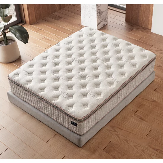 Set Pat + Saltea  GRATIS I Sleep Cu LED, Lada Depozitare, Stofă Antology, 180x200 cm, Crem picture - 5