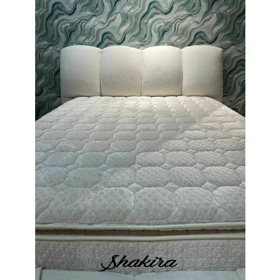 Set pat + Saltea Gratis ,tapițat Shakira 160x200 cm crem cu somieră rabatabilă, ladă depozitare și saltea inclusă picture - 9