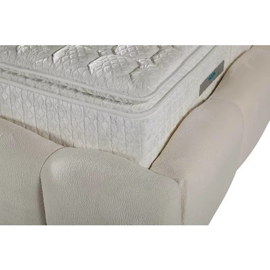 Set pat + Saltea Gratis tapițat Shakira 200x200 cm crem ERATO 01 cu somieră rabatabilă si  ladă depozitare picture - 4