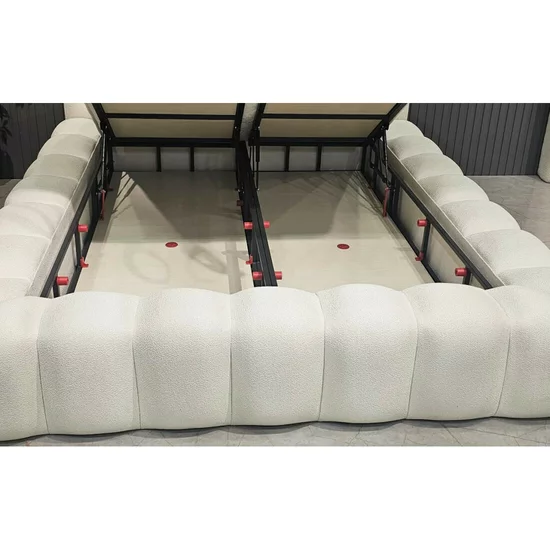 Set pat + Saltea Gratis tapițat Shakira 200x200 cm crem ERATO 01 cu somieră rabatabilă si  ladă depozitare picture - 7