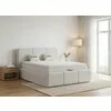 Set pat + Saltea Gratis tapițat Torra 200x200 cm crem cu somieră rabatabilă si  ladă depozitare picture - 1
