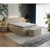 Set pat + Saltea Gratis ,tapițat Tosco 200x200 cm crem cu somieră rabatabilă si ladă depozitare picture - 1