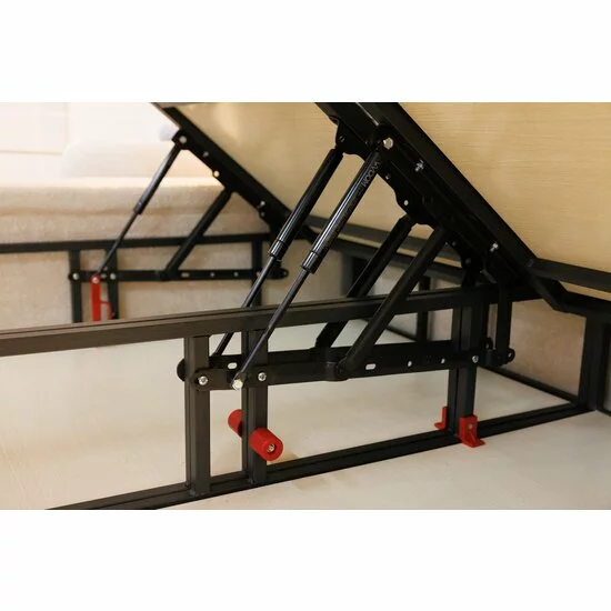 Set pat + Saltea Gratis ,tapițat Tosco 200x200 cm crem cu somieră rabatabilă si ladă depozitare picture - 12