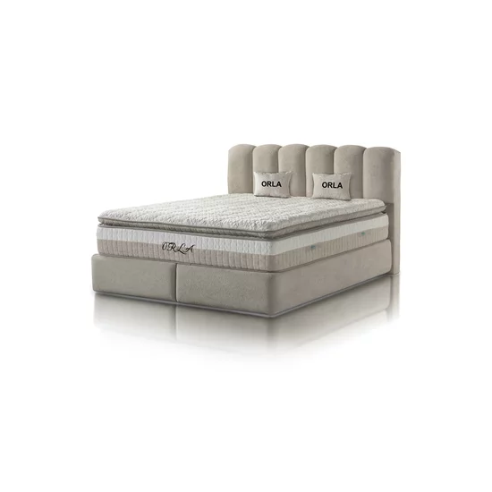 Set pat +Saltea Gratis tapițat Orla 160x200 cm crem cu somieră rabatabilă, ladă depozitare picture - 2