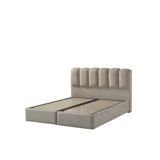 Set pat +Saltea Gratis tapițat Orla 160x200 cm crem cu somieră rabatabilă, ladă depozitare picture - 4