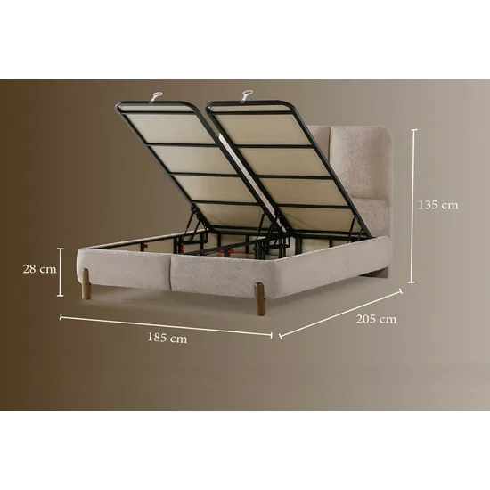 Set pat +Saltea Gratis  tapițat Paco 160x200 cm gri cu somieră rabatabilă, ladă depozitare picture - 2