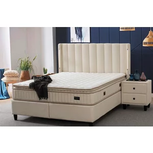 Set pat +Saltea Gratis tapitat Parma + saltea Parma 160x200 cm stofa buclata bej