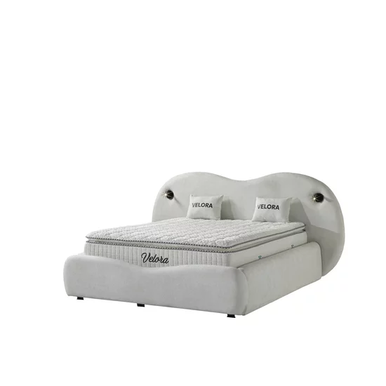 Set pat +Saltea Gratis tapițat Velora 180x200 cm crem cu somieră rabatabilă, ladă depozitare picture - 3