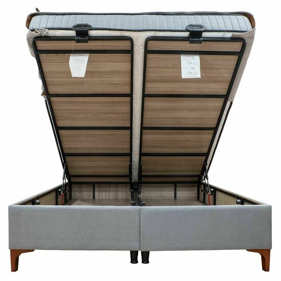 Set pat tapițat Calia + saltea, design modern, capitonare elegantă, structură robustă, țesătură respirabilă, 160x200 cm, gri picture - 2