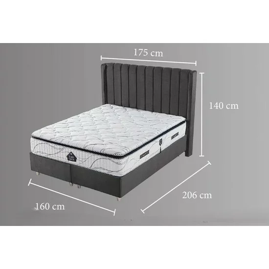 Pat tapițat +Saltea Gratis Epson, gri - 160x200 cm, cu somieră rabatabilă si ladă de depozitare picture - 5