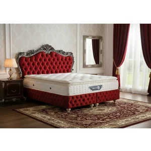 Set pat tapițat Hunkar 160x200 cm rosu cu somieră rabatabilă, ladă depozitare și saltea inclusă