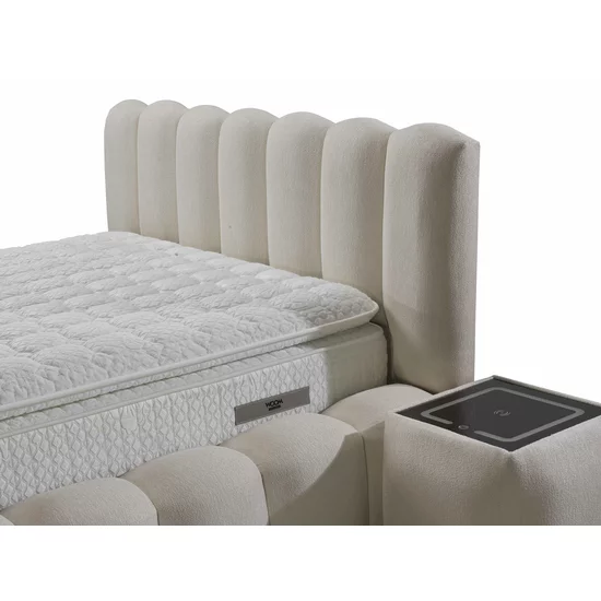 Set pat +Saltea Gratis ,tapițat Madonna 200x200 cm crem cu somieră rabatabilă si ladă depozitare picture - 9