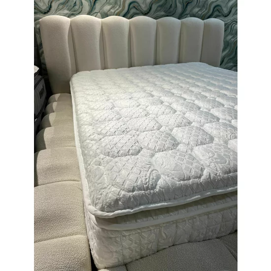 Set pat +Saltea Gratis ,tapițat Madonna 200x200 cm crem cu somieră rabatabilă si ladă depozitare picture - 12