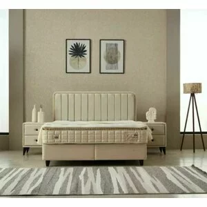 Pat + Saltea gratis, Marisa, culori personalizabile - 180x200 cm, somieră rabatabilă și ladă depozitare