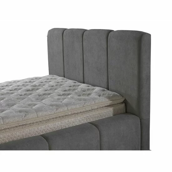 Set pat tapițat Meram 140x200 cm gri cu somieră rabatabilă, ladă depozitare și saltea inclusă picture - 6