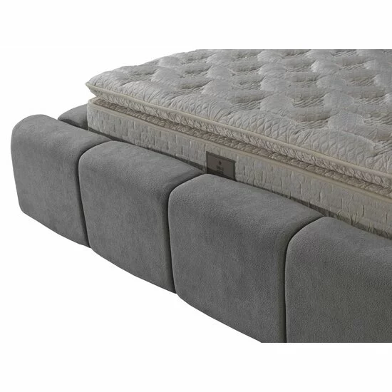 Set pat tapițat Meram 140x200 cm gri cu somieră rabatabilă, ladă depozitare și saltea inclusă picture - 7