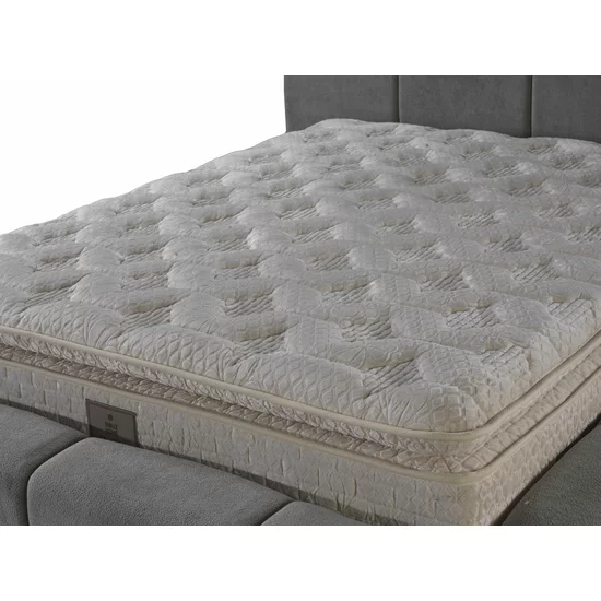 Set pat tapițat Meram 160x200 cm gri cu somieră rabatabilă, ladă depozitare și saltea inclusă picture - 5
