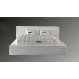 Set pat tapițat OASIS 180x200 cm crem cu somieră rabatabilă, ladă depozitare și saltea inclusă