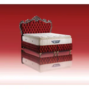 Pat tapițat cu Saltea Gratis,  Regal Hugal 160x200 cm Rosu cu somieră rabatabilă, ladă depozitare