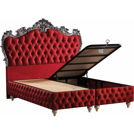 Pat tapițat cu Saltea Gratis,  Regal Hugal 160x200 cm Rosu cu somieră rabatabilă, ladă depozitare picture - 2