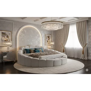 Set pat tapițat rotund  Lucia  220x220 cm crem