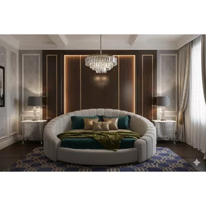 Set pat tapițat rotund + Saltea gratis  Napa  220x220 cm crem