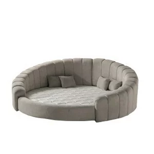 Set pat tapițat rotund + Saltea gratis  Napa  220x220 cm crem