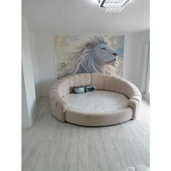 Set pat tapițat rotund + Saltea gratis  Napa  220x220 cm crem picture - 2
