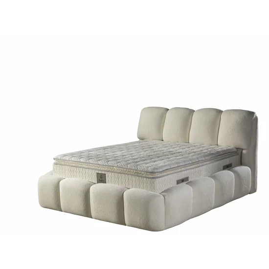Set pat+ Saltea Gratis tapițat Shakira 180x200 cm crem ERATO 01 cu somieră rabatabilă si ladă depozitare picture - 3