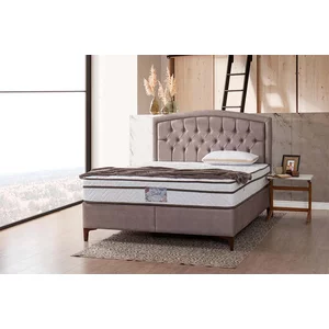 Pat + Saltea gratis  Belek, bej - 160x200 cm, design modern, capitonare elegantă, structură rezistentă, stofă premium