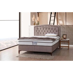 Set Pat + Saltea Bellagio, design rafinat, cadru stabil, tapițerie moale, saltea ortopedică inclusă, 140x200 cm, bej