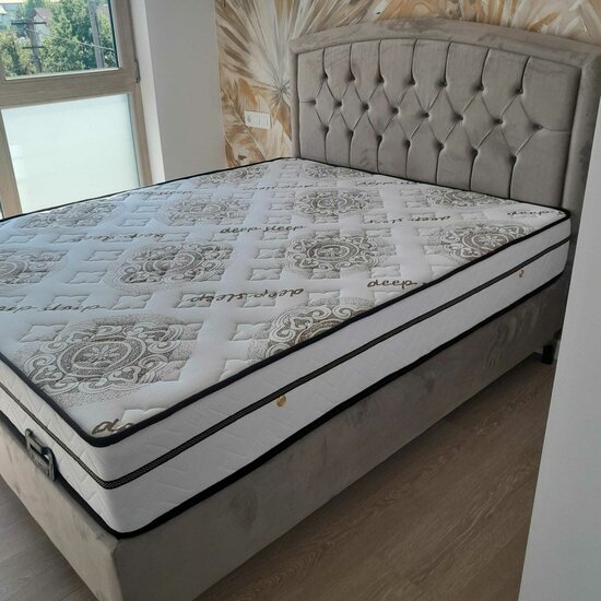 Set Pat + Saltea Bellagio, stil modern, structură robustă, tapițerie premium, saltea inclusă, 160x200 cm, bej picture - 8