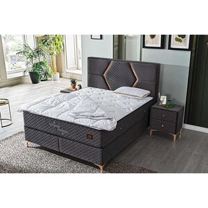 Set pat Cargo cu saltea inclusă, design modern, ladă de depozitare, structură solidă, tapițerie premium, 140x200 cm, gri