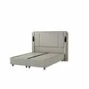 Set pat+ Saltea Gratis  tapițat Nevara 200x200 cm crem cu somieră rabatabilă si ladă depozitare picture - 4