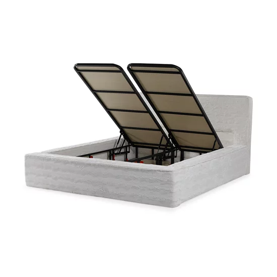 Set pat+ Saltea Gratis  tapițat OASIS 140x200 cm crem cu somieră rabatabilă si ladă depozitare picture - 5