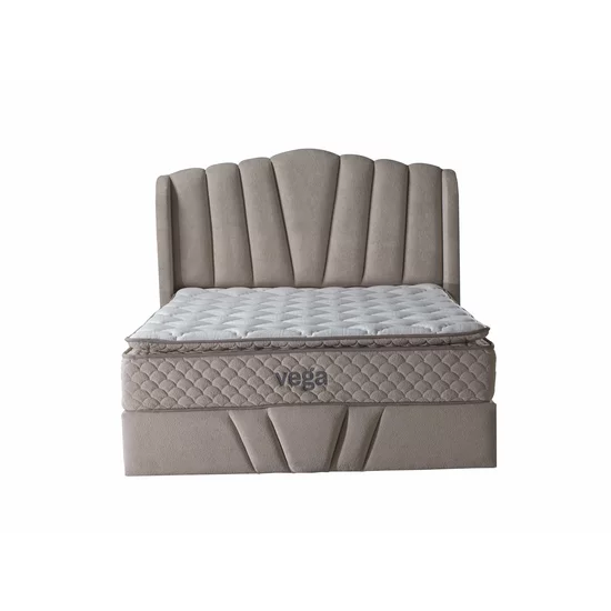 Set pat+ Saltea Gratis , tapițat Vega 160x200 cm crem cu somieră rabatabilă si ladă depozitare picture - 2