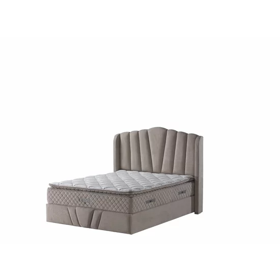 Set pat+ Saltea Gratis , tapițat Vega 160x200 cm crem cu somieră rabatabilă si ladă depozitare picture - 3