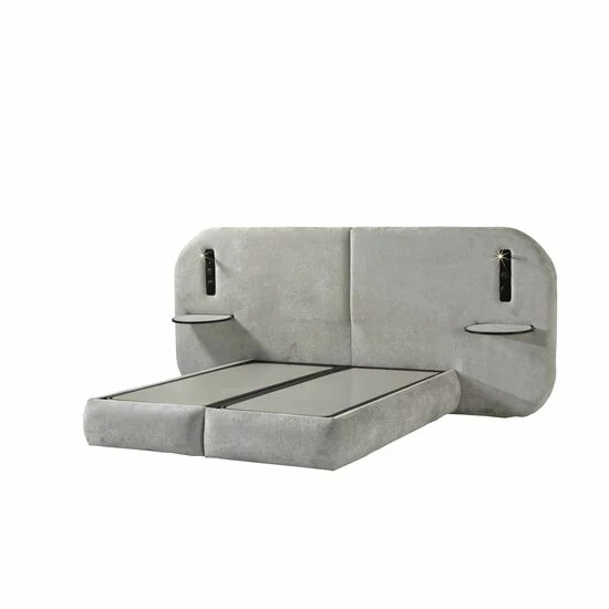 Set pat+ Saltea Gratis tapițat Vivara 140x200 cm crem cu somieră rabatabilă, ladă depozitare și saltea inclusă picture - 6