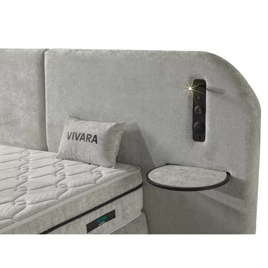 Set pat+ Saltea Gratis tapițat Vivara 160x200 cm crem cu somieră rabatabilă, ladă depozitare și saltea inclusă picture - 3