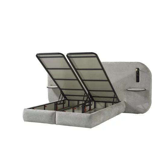 Set pat+ Saltea Gratis tapițat Vivara 160x200 cm crem cu somieră rabatabilă, ladă depozitare și saltea inclusă picture - 4