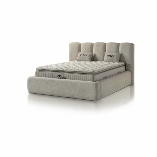 Set pat+ Saltea Gratis  tapițat Zyren 140x200 cm crem cu somieră rabatabilă, ladă depozitare picture - 4