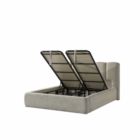 Set pat+ Saltea Gratis  tapițat Zyren 200x200 cm crem cu somieră rabatabilă, ladă depozitare picture - 4