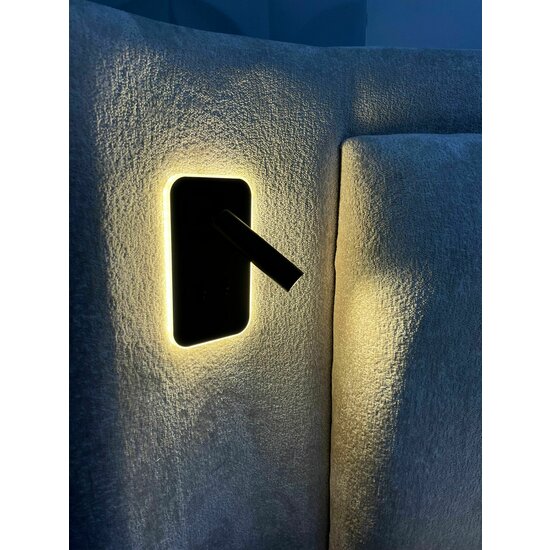 Set Pat + Saltea Julie Cu LED și Lada Depozitare, Stofă Symphony Pearl, 160x200 cm, Bej picture - 11