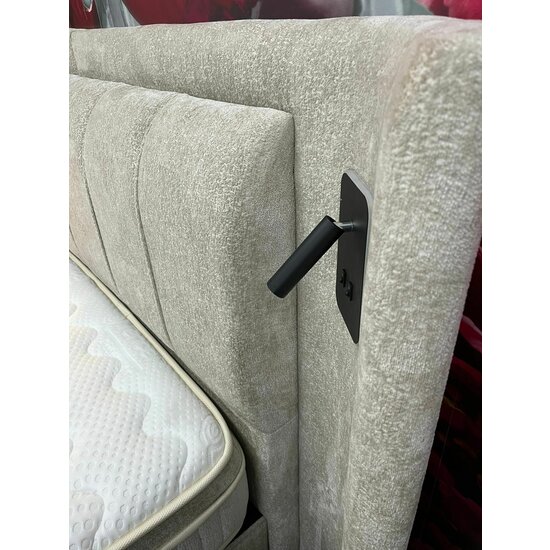 Set Pat + Saltea Julie Cu LED și Lada Depozitare, Stofă Symphony Pearl, 160x200 cm, Bej picture - 10